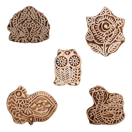 Set of 5 Piece New Mix Wooden Printing Block